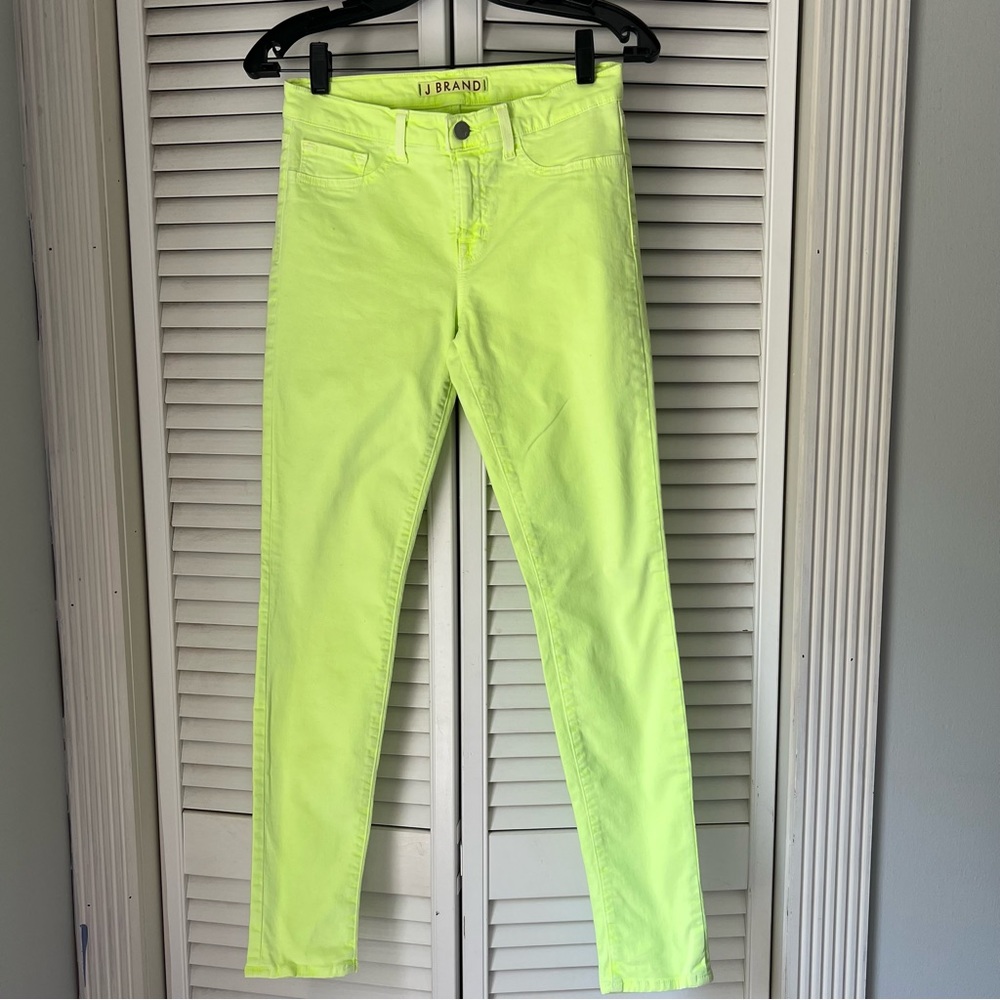 J BRAND 28 Neon Yellow High Rise Skinny Jean Leggings